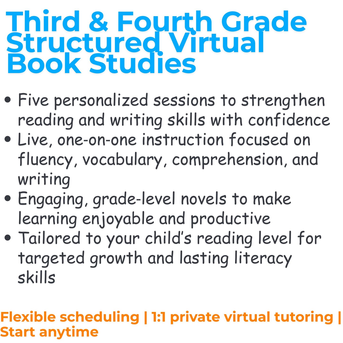 Third/Fourth Grade Structured Virtual Book Studies | FIVE-60 Minute Sessions