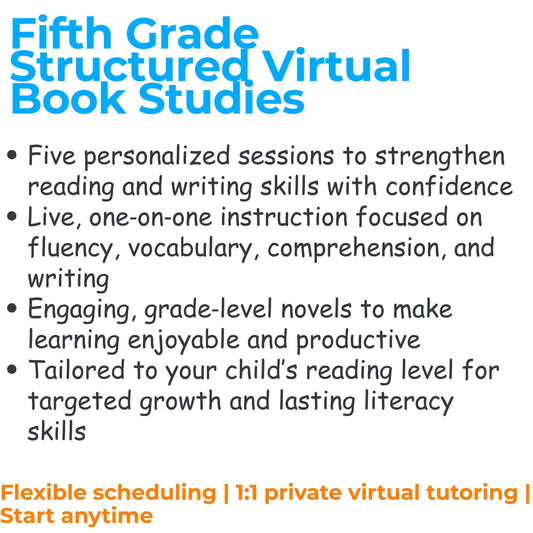 Fifth Grade Structured Virtual Book Studies | FIVE-60 Minute Sessions